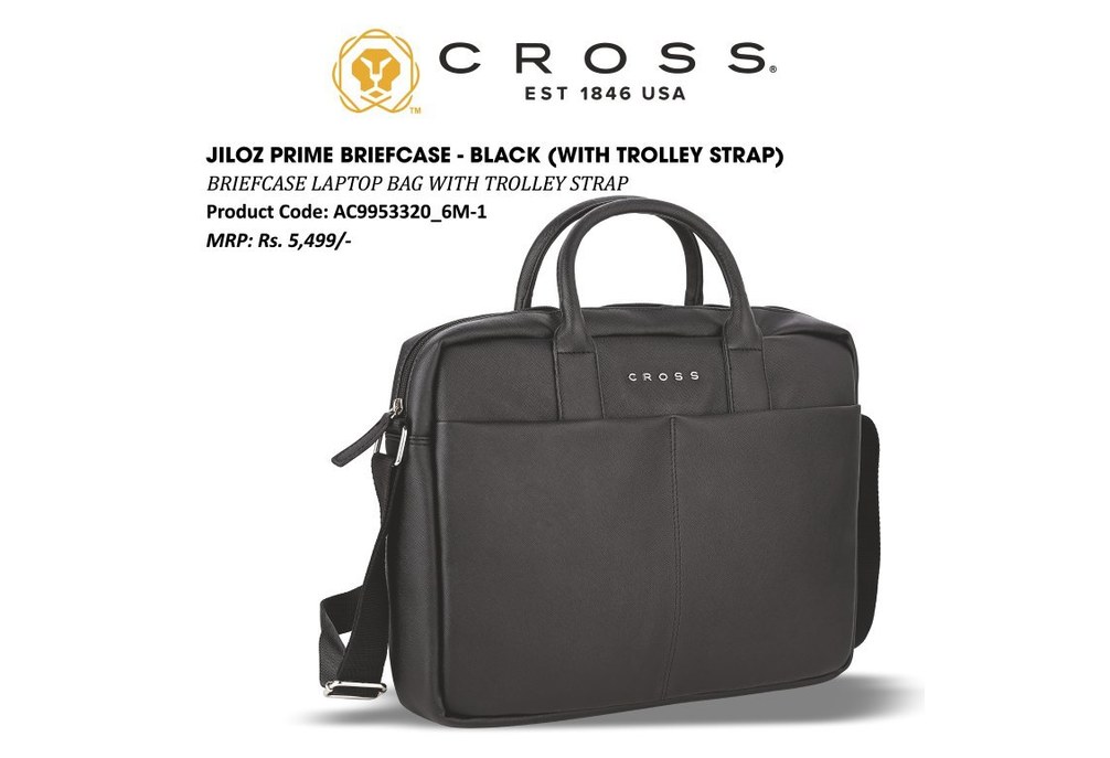 Jiloz Prime Briefcase Black (Trolley Strap)