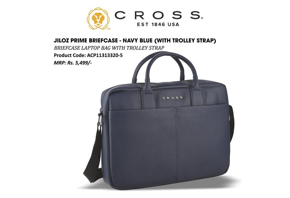 Jiloz Prime Briefcase Navy (Trolley Strap)