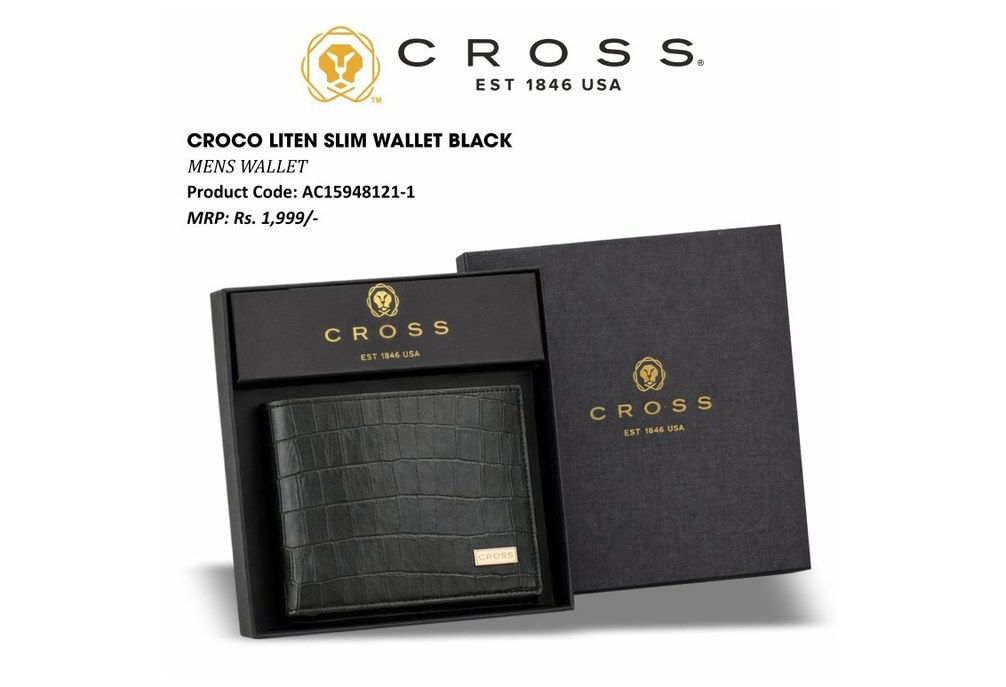 Croco Liten Slim Wallet Blk